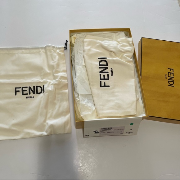 Fendi First Metallic F-Heel Mule Sandals - Picture 13 of 15